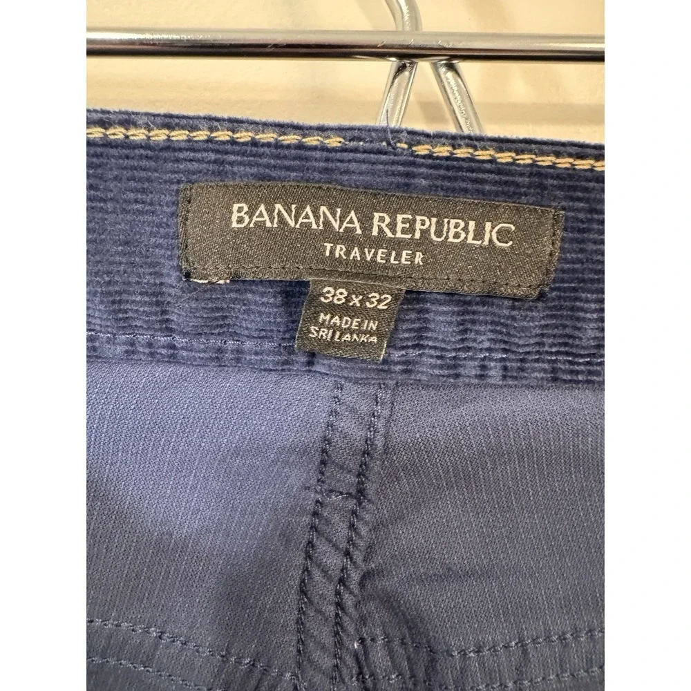 Banana Republic Corduroy Traveler Pants 38x32 Men's Navy Blue Slim Fit‎
